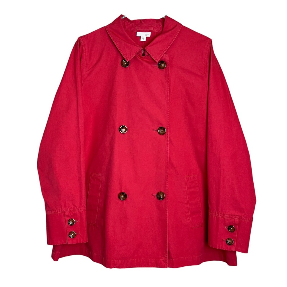 NWT J. Jill Double Breasted Swing Coat Jacket Collared Melon Red Size Medium